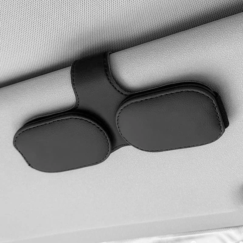 Universal Car Sun Visor Sunglasses Holder Magnetic Leather Eyeglass Hanger Clip