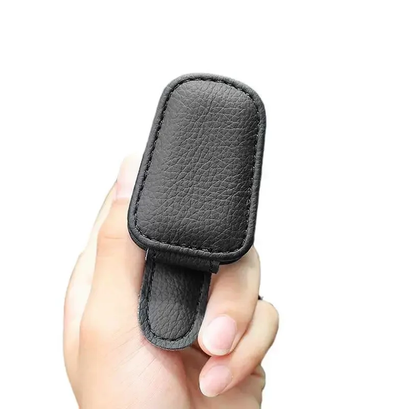 Universal Car Sun Visor Sunglasses Holder Magnetic Leather Eyeglass Hanger Clip 2